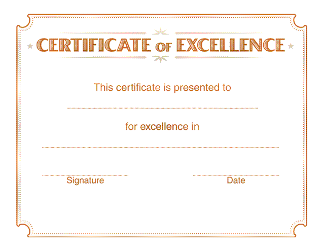 Excellence-orange-certificate-template