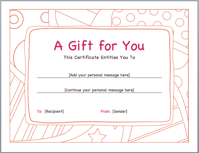 Gift certificate template free word doc