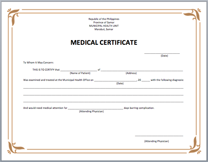 Medical Certificate Template PdF