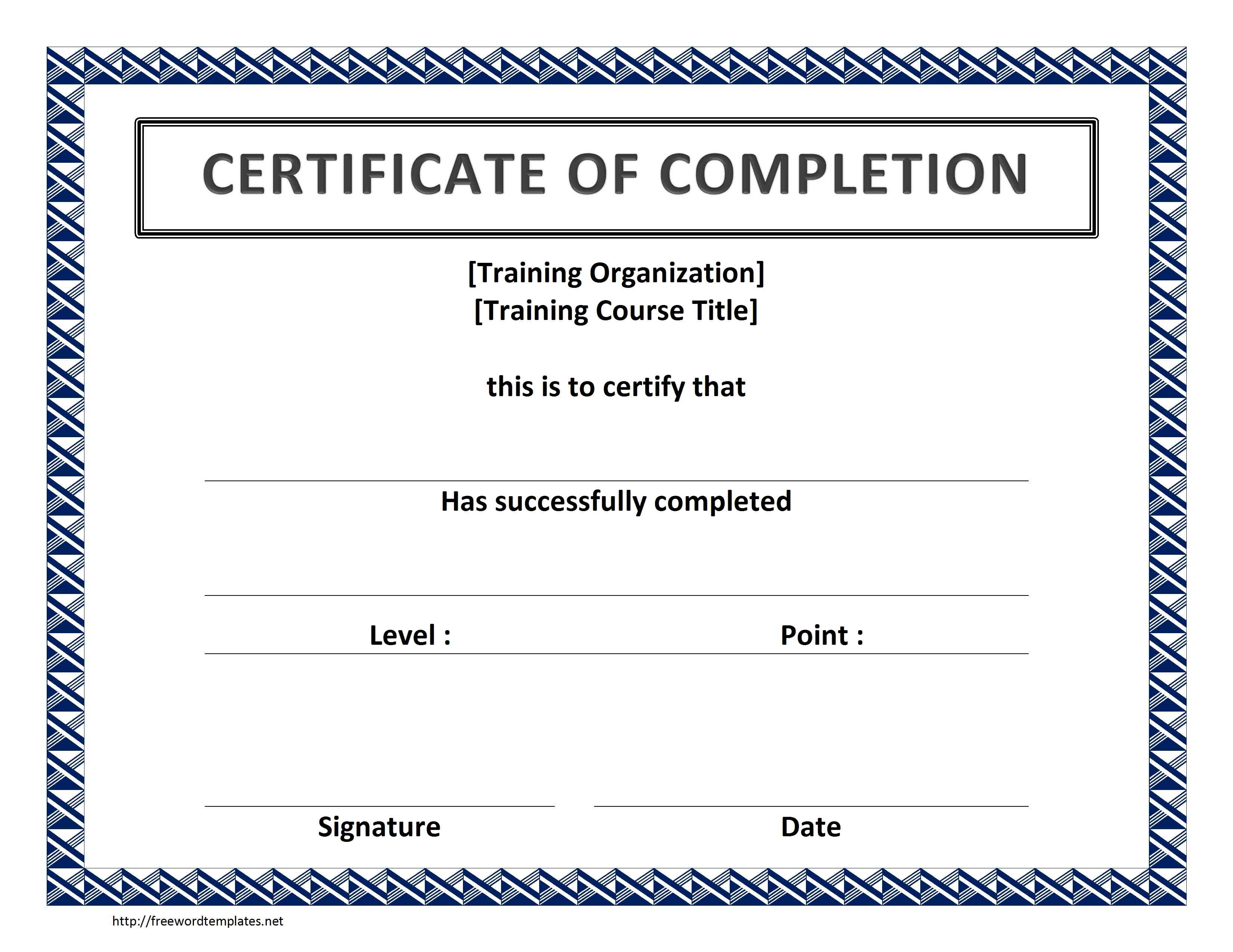 PDF Training Certificate of Completion