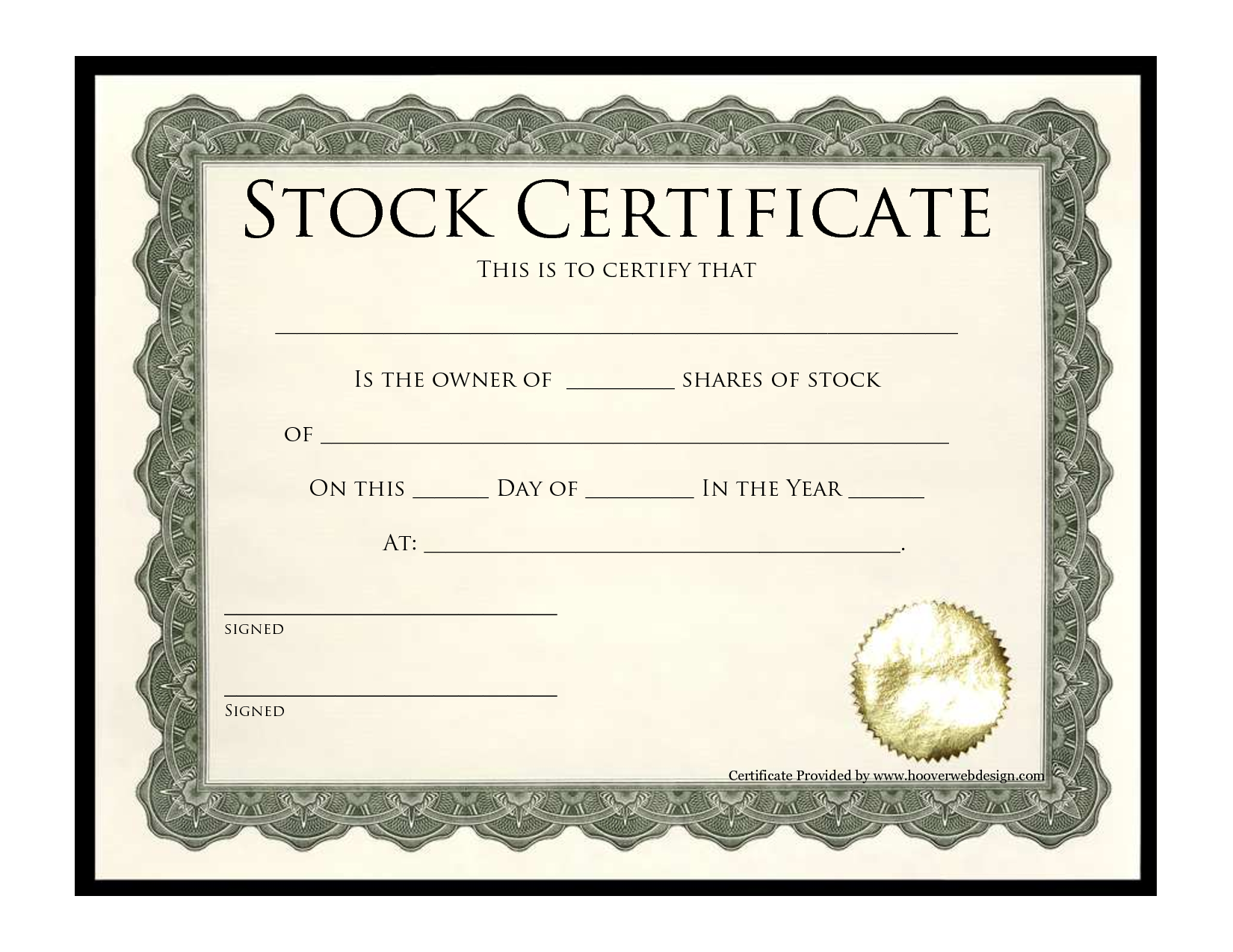 Stock Share Certificate Template