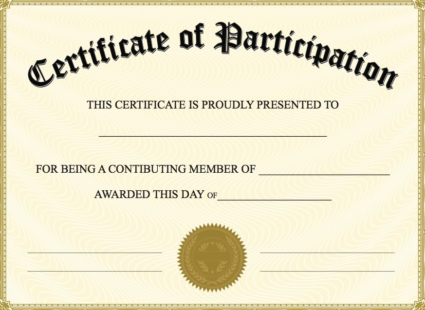Certificate of Participation Templates %site title%
