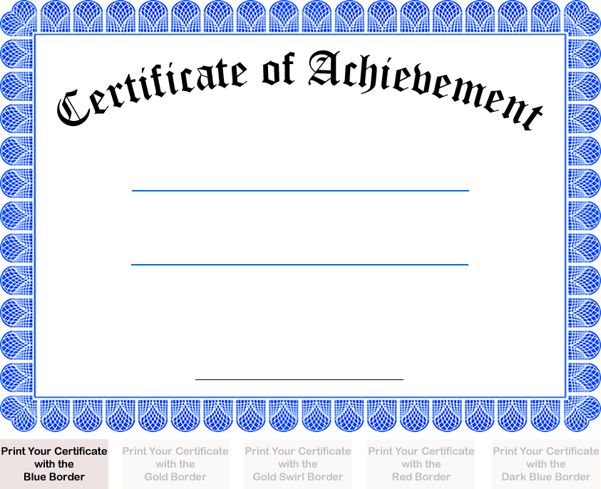Free Printable Certificate Of Achievement Blank Templates