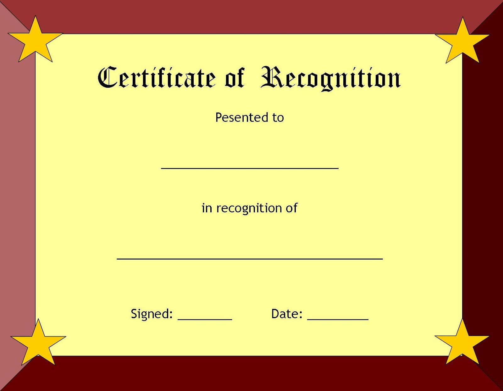 Blank Certificates