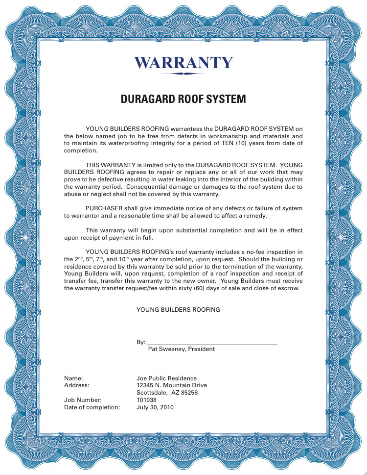 Roofing Guarantee Template & Workmanship Warranty. 12_Yr_Workmanship