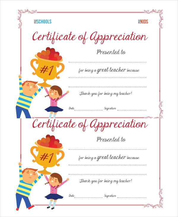 teacher Appreciation Certificate Template doc pdf