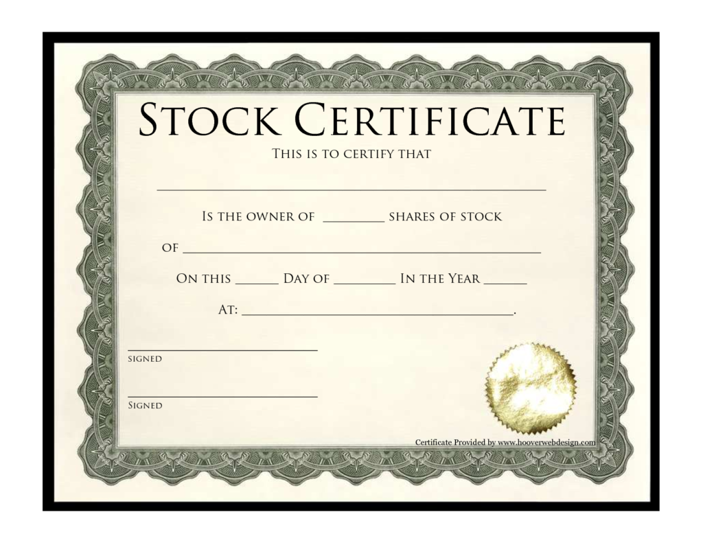 Corporation Stock Certificate | Printable Certificates