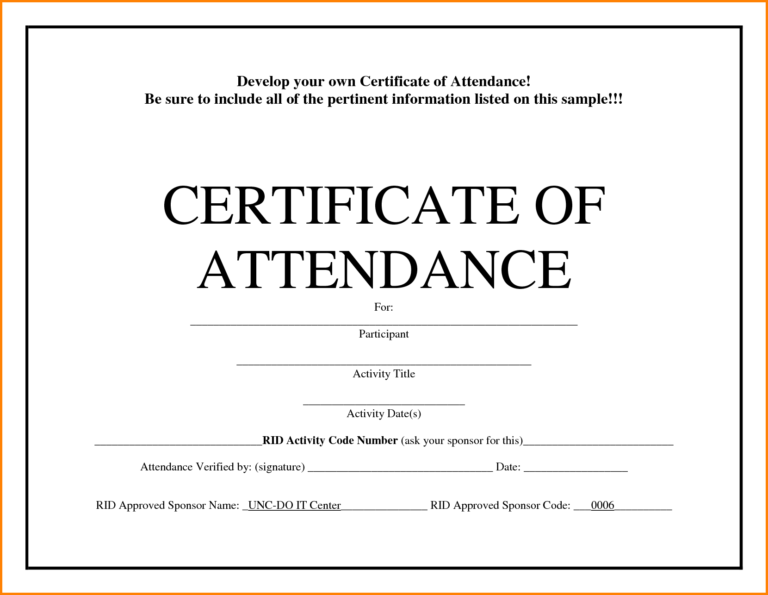 Certificate Of Attendance Template Microsoft Word