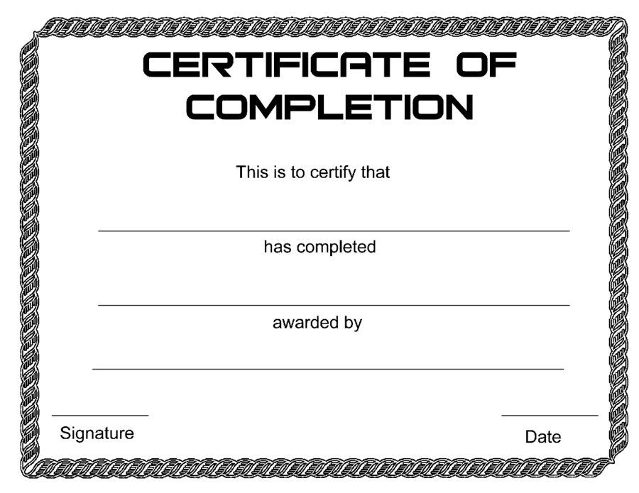 Printable Certificate Of Completion Template - Printable World Holiday