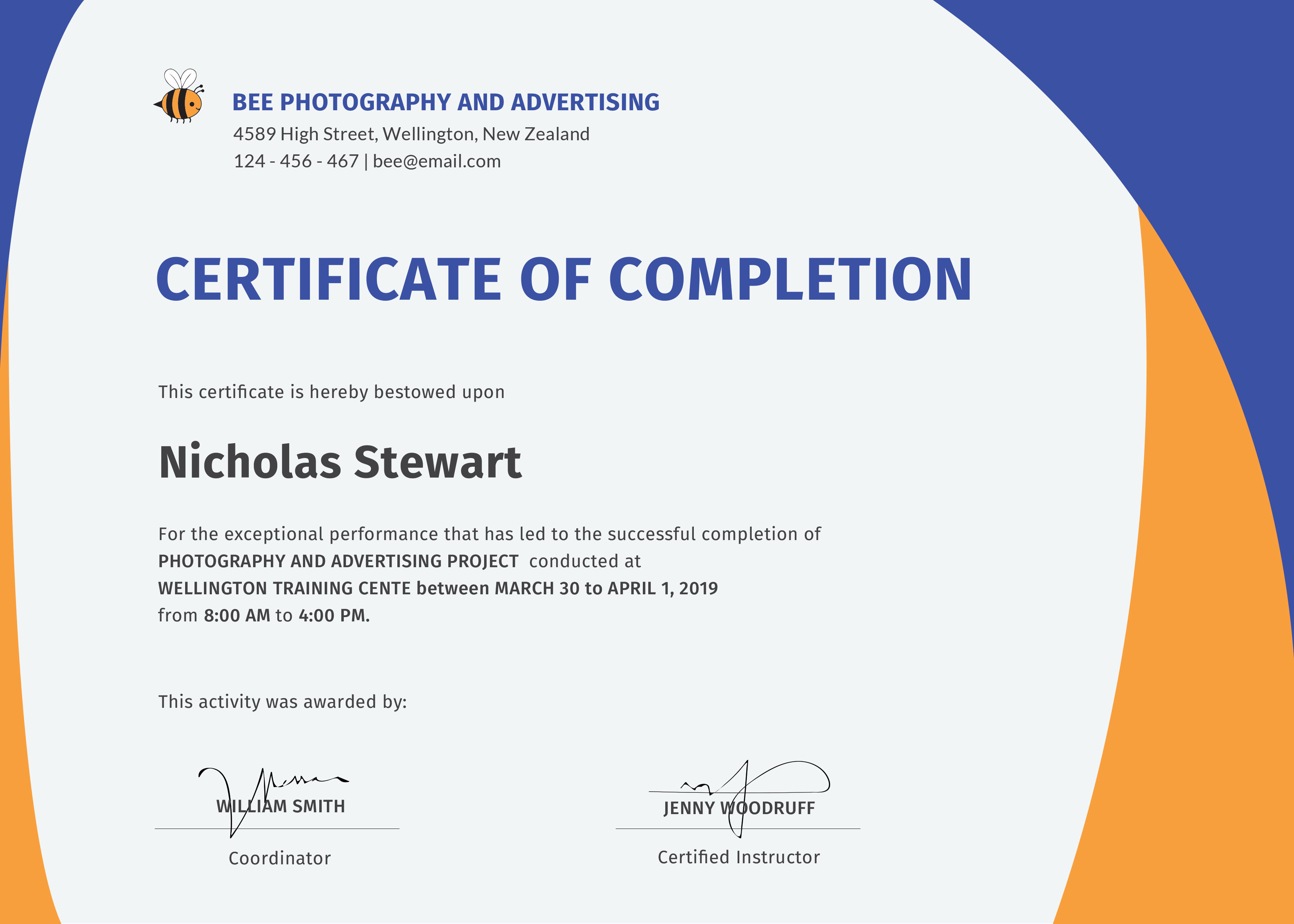 Formal Completion Certificate Template With Certification Of Completion 