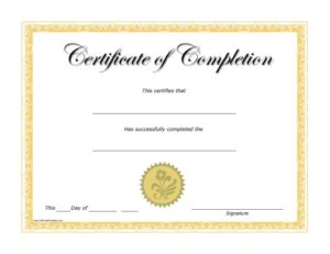 Free Training Completion Certificate Templates Certificates Of ...